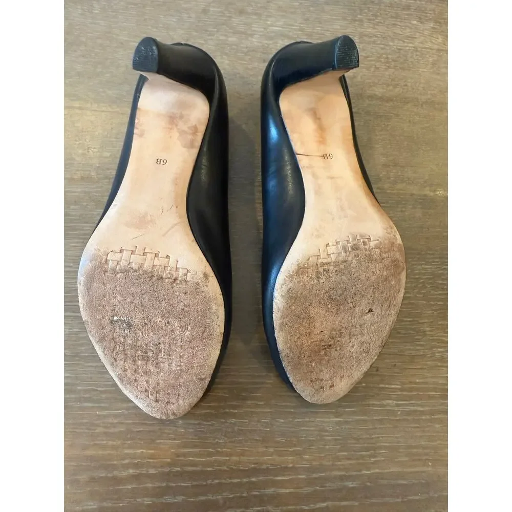 COLE HAAN Black Leather Open Toe Pump Heels Women size 6